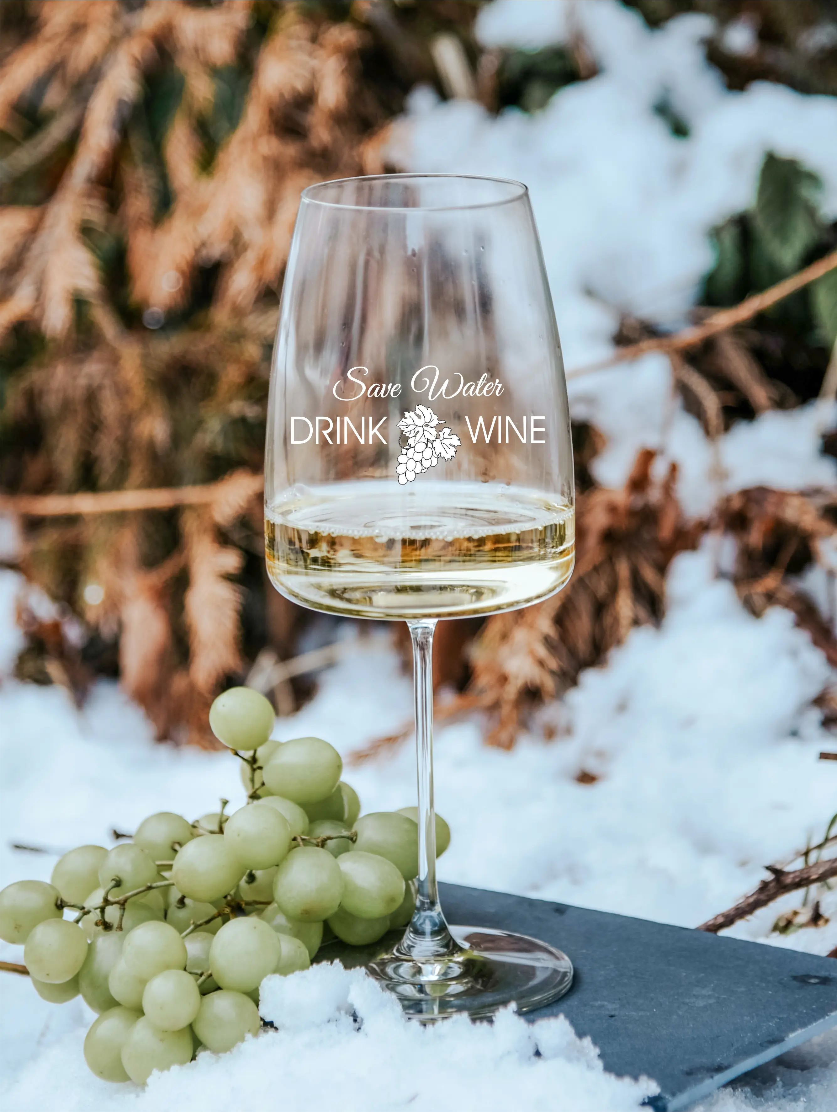 save water drink wine | graviertes Weinglas    
