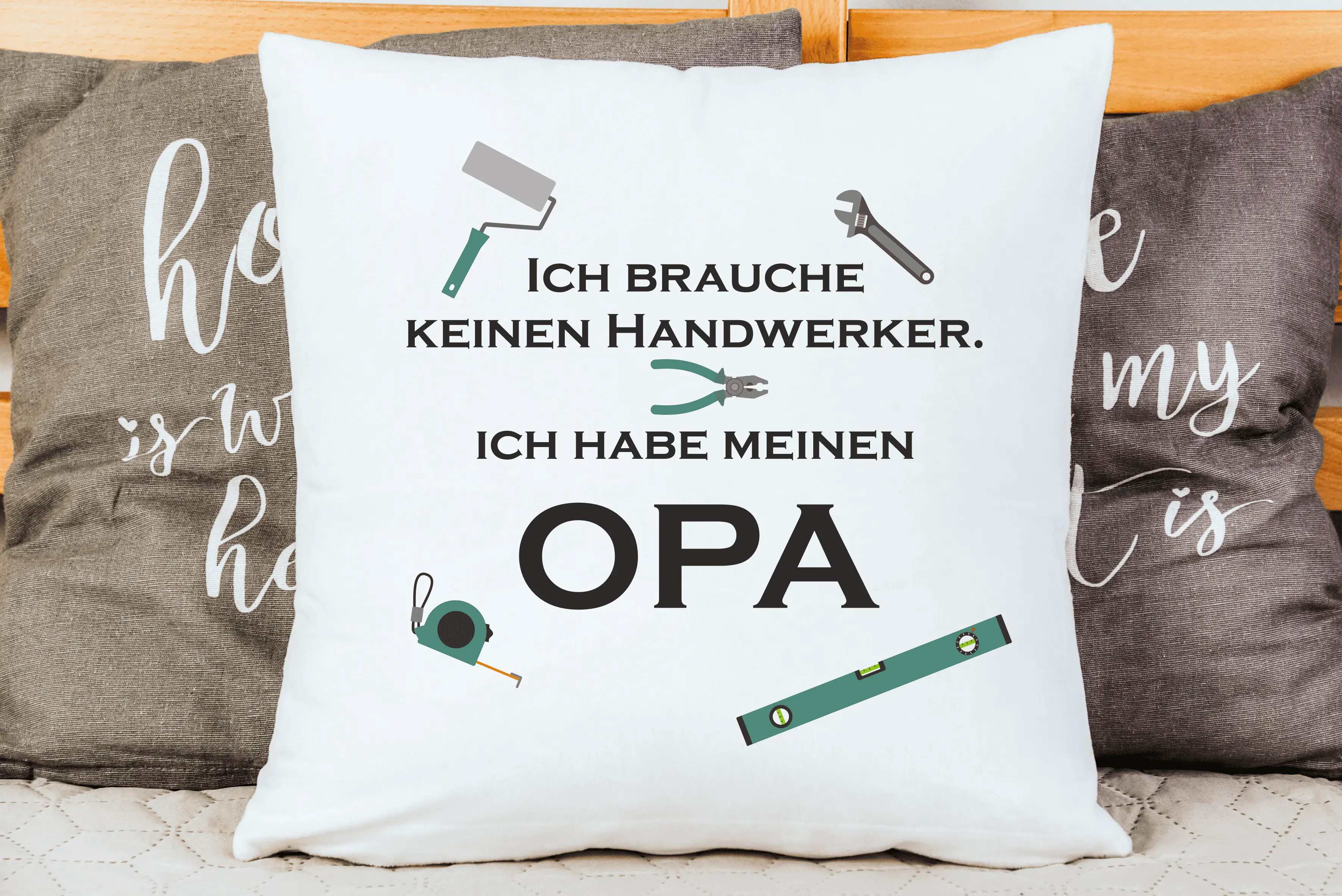 Ich brauche keinen Handwerker. Ich hab meinen Opa | Polster/Kissen 