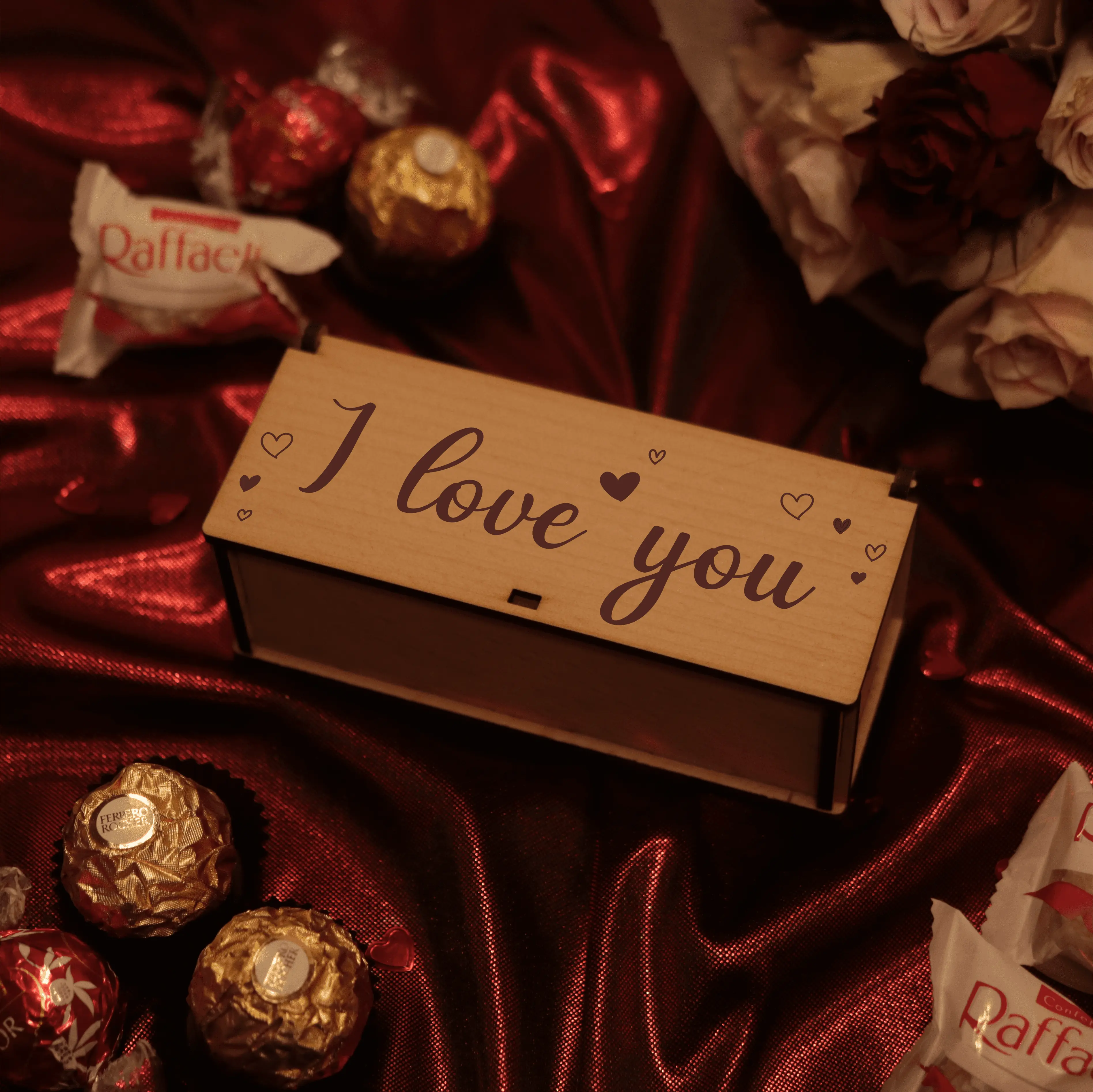 I love you | Holzbox mit Ferrero Rocher