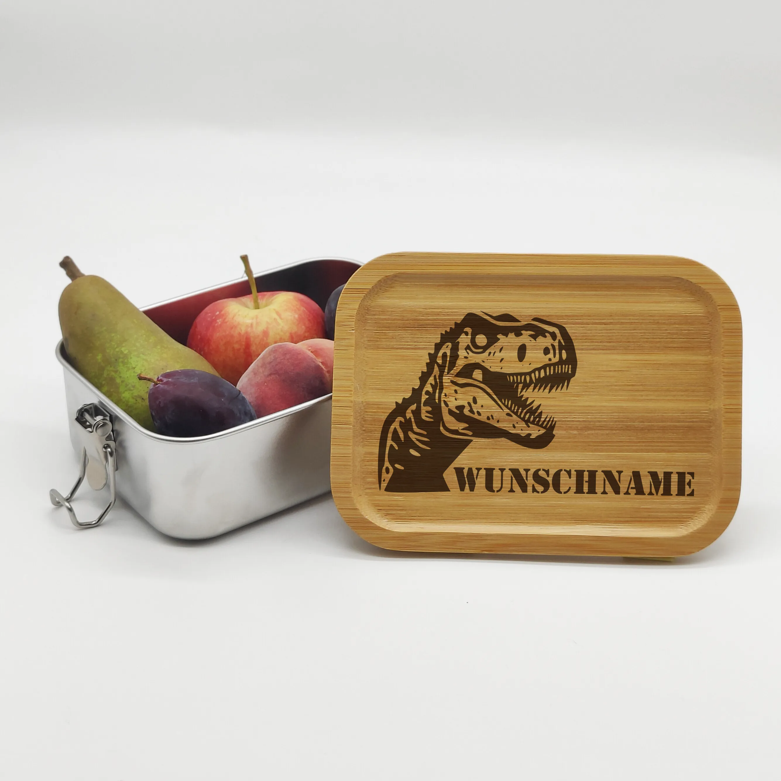 Dino mit Wunschname | gravierte Lunchbox