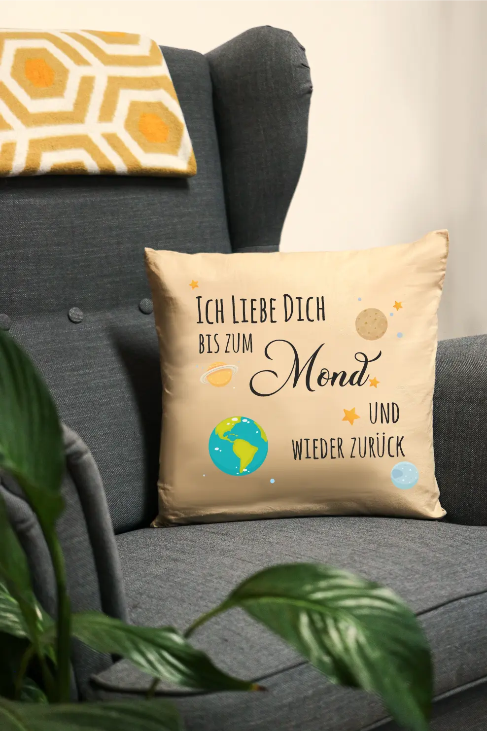 Ich liebe dich bis zum Mond und wieder zurück | Polster/Kissen   