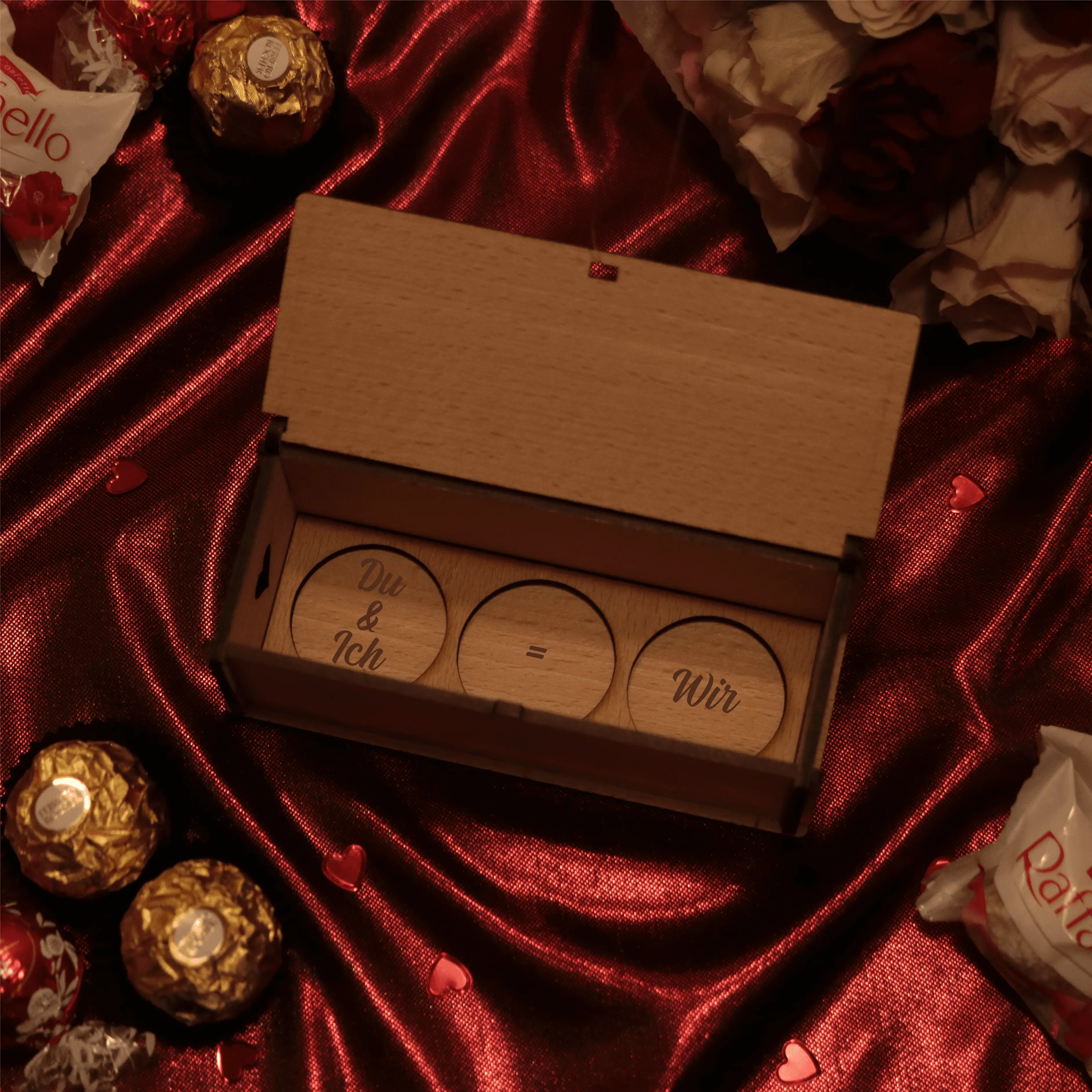 Du + Ich = Wir | Holzbox mit Ferrero Rocher