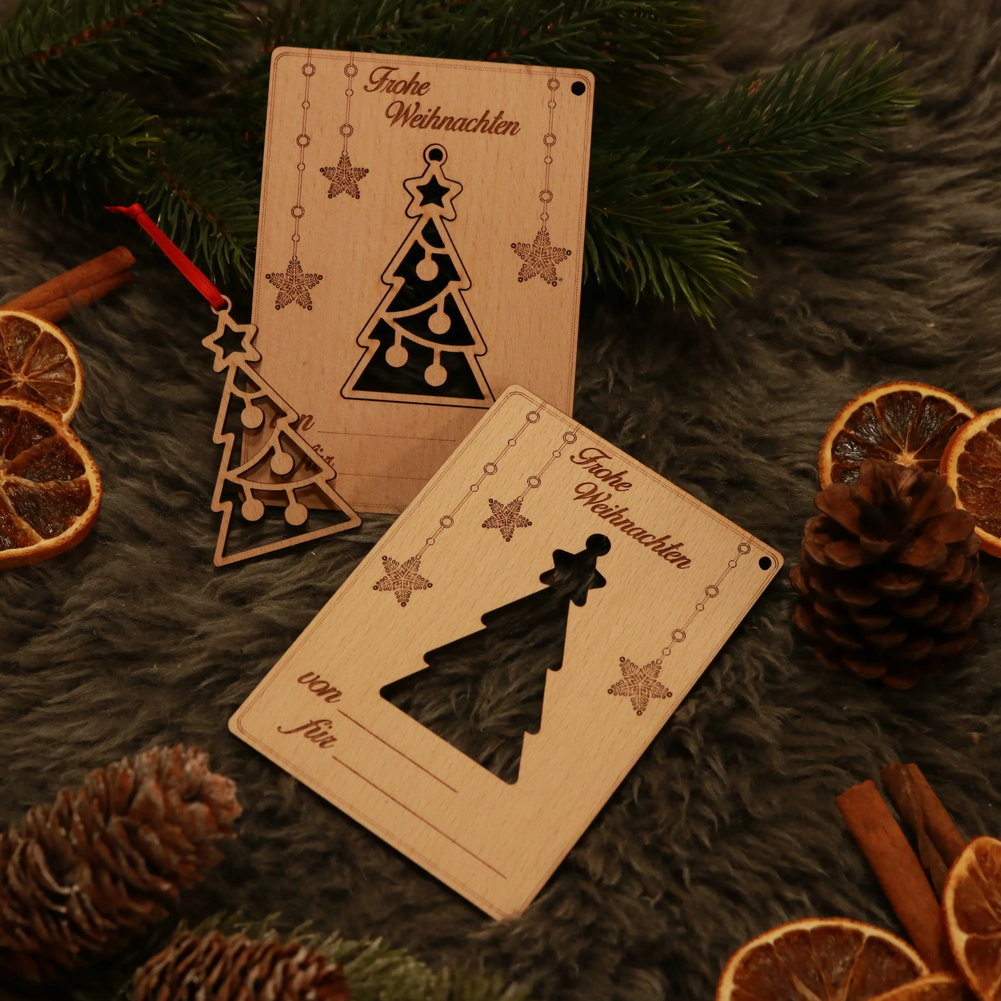 Weihnachtskarte aus Holz