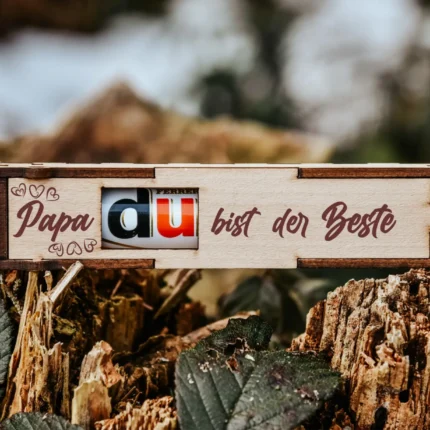 Papa du bist der Beste | gravierte Schokoriegel Geschenkbox inkl. Duplo