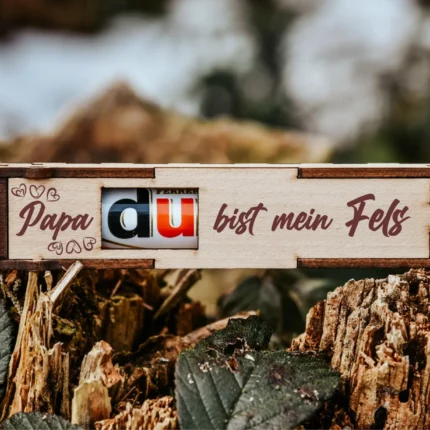 Papa du bist mein Fels | gravierte Schokoriegel Geschenkbox inkl. Duplo