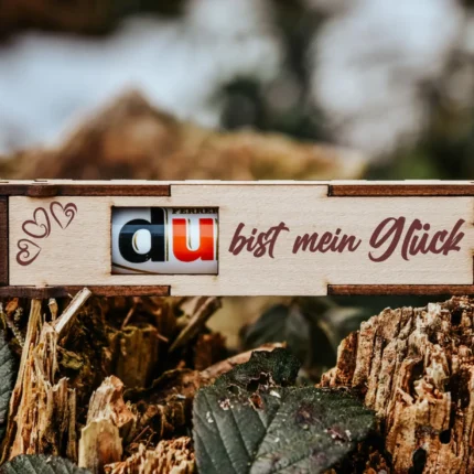Du bist mein Glück | gravierte Schokoriegel Geschenkbox inkl. Duplo