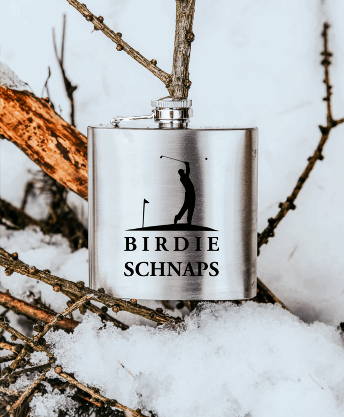 FM 24 Birdie Schnaps_1920x1920 Birdie Schnaps | gravierter Flachmann – Bild 1