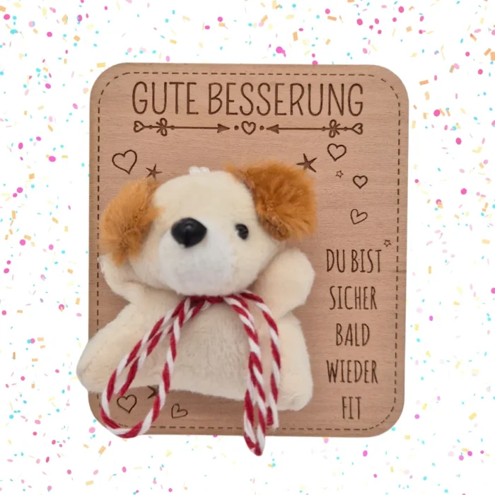 Holzkarte mit Kuscheltier | Grußkarte – Bild 4