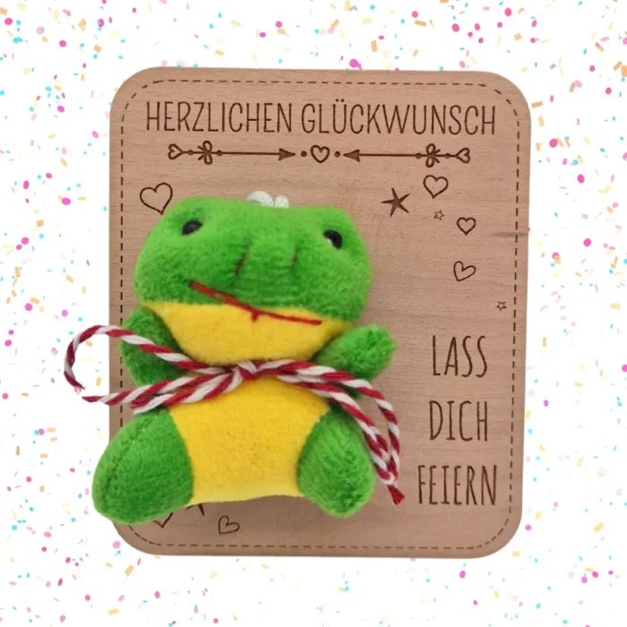 Holzkarte mit Kuscheltier | Grußkarte – Bild 2