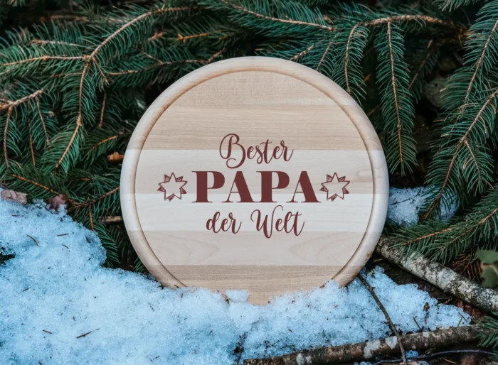 JB rund 14 bester papa welt_1920x1920 Bester Papa der Welt | graviertes Schneidebrett/Jausenbrett – Bild 1