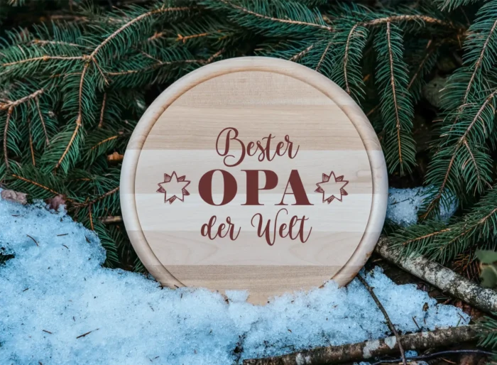 JB rund 15 bester opa welt_1920x1920 Bester Opa der Welt | graviertes Schneidebrett/Jausenbrett – Bild 1