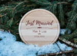 Just Married Mit Namen und Datum | graviertes Schneidebrett/Jausenbrett