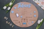 Babyscheibe mit Geburtsdaten