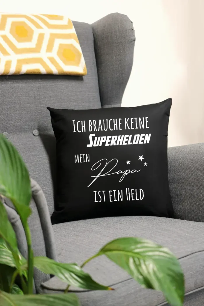 Kissen Papa 11 Papa ist mein Held Schwarz_1920x1920 Papa ist mein Held | Polster/Kissen – Bild 1