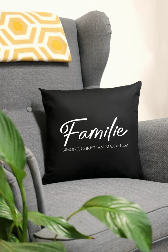 Kissen Zuhause 65 Familie Schwarz_1920x1920 Familie Personalisierbar | Polster/Kissen – Bild 1