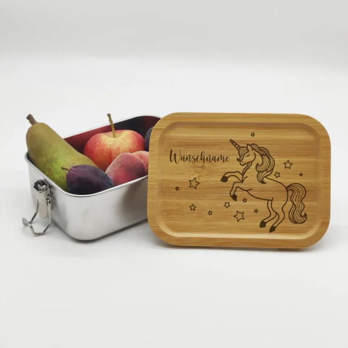 LB 13_1920x1920 Einhorn mit Wunschname | gravierte Lunchbox – Bild 1