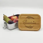 Wunschname mit Blätter | gravierte Lunchbox