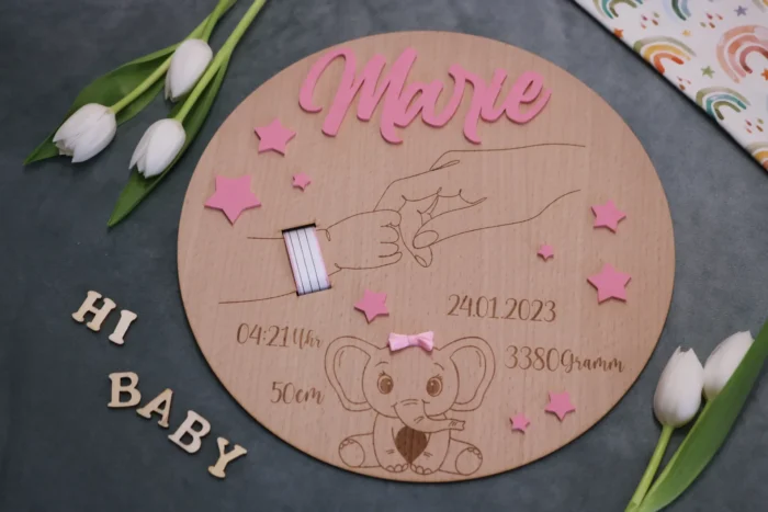 Babyscheibe mit Geburtsdaten – Bild 4