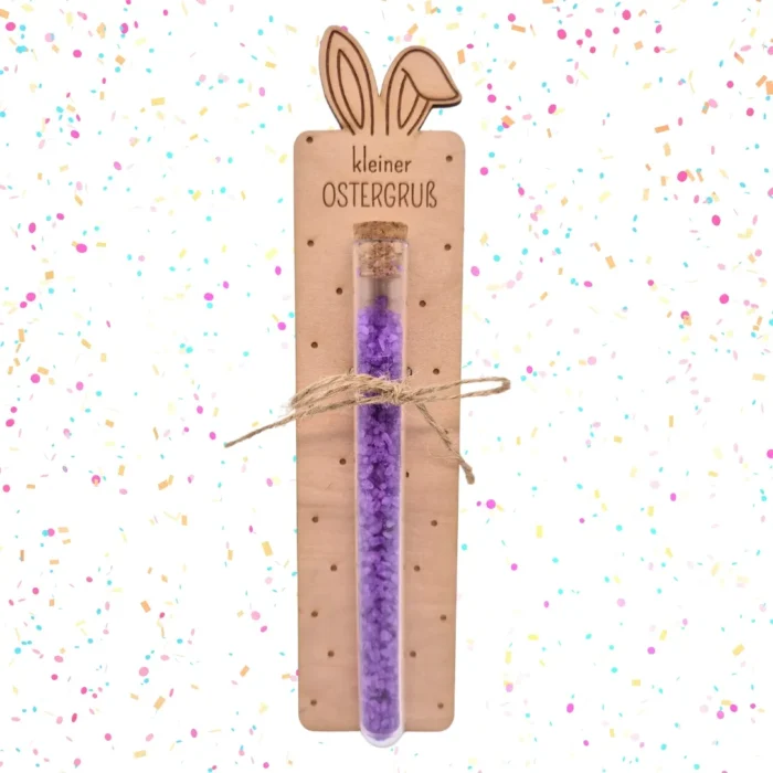 Ostergruß | Frohe Ostern Holzkarte inkl. gefülltes Reagenzglas – Bild 3