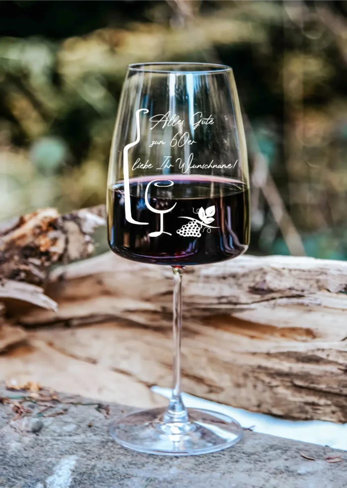 Alles gute zum Geburtstag mit Wunschnamen | graviertes Weinglas – Bild 1
