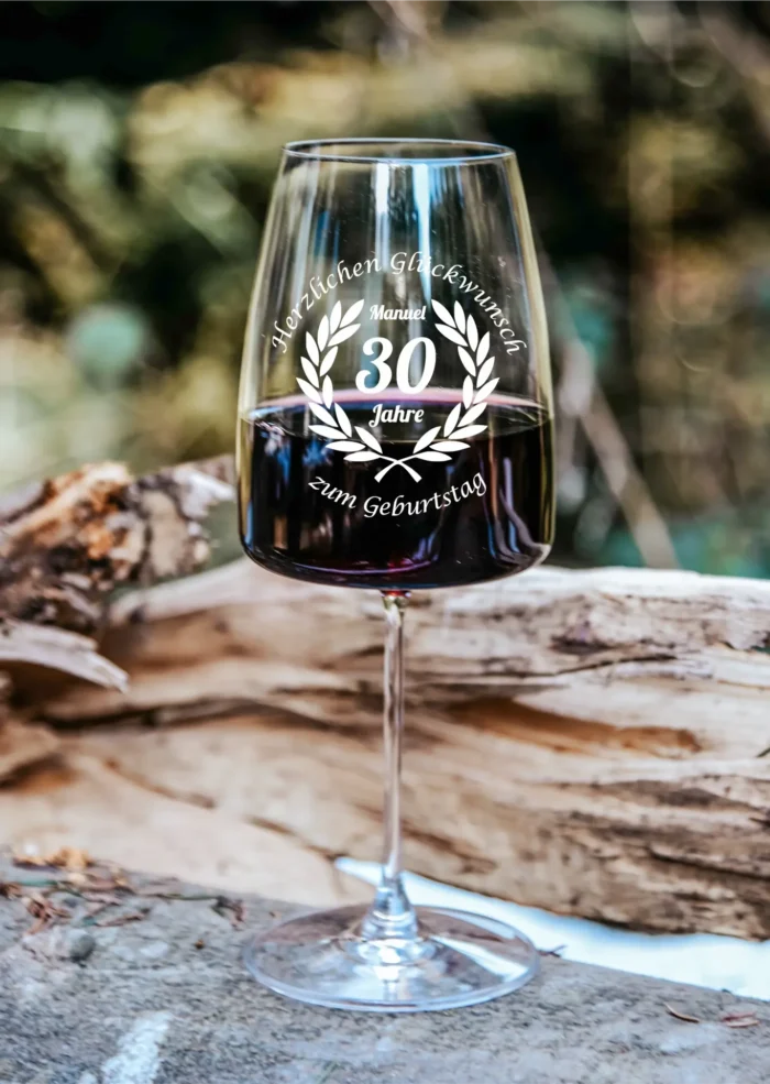 Herzlichen Glückwunsch mit Wunschnamen | graviertes Weinglas – Bild 1