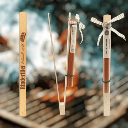 Rinderfilet krümelt nicht | gravierte Grillzange