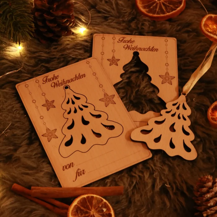 Weihnachtskartenset aus Holz – Bild 4