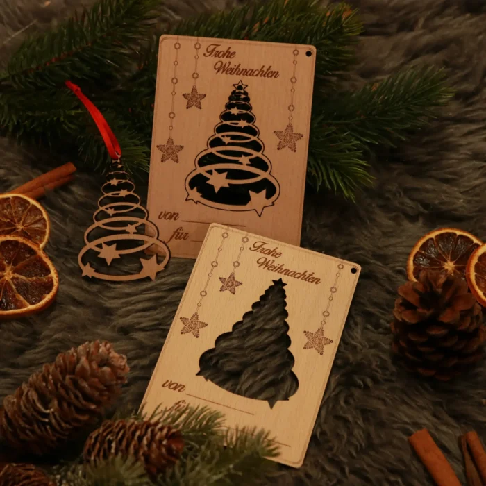 Weihnachtskarte aus Holz – Bild 1