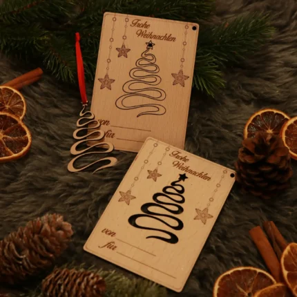Weihnachtskarte aus Holz