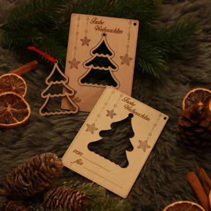 Weihnachtskarte aus Holz