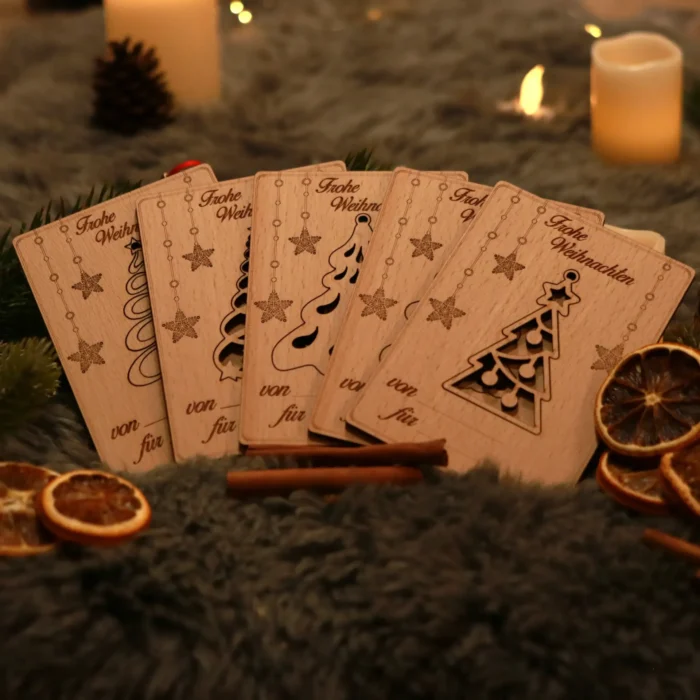 Weihnachtskarten Set_1920x1920 Weihnachtskartenset aus Holz – Bild 1