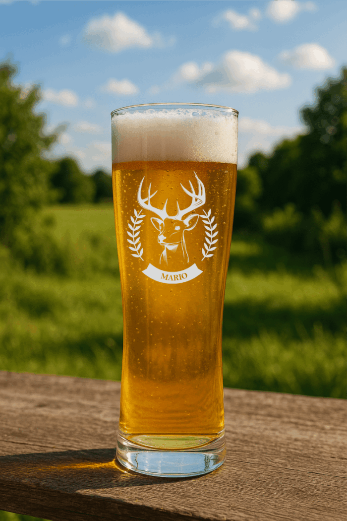 Hirsch mit Name | graviertes Bierglas – Bild 2
