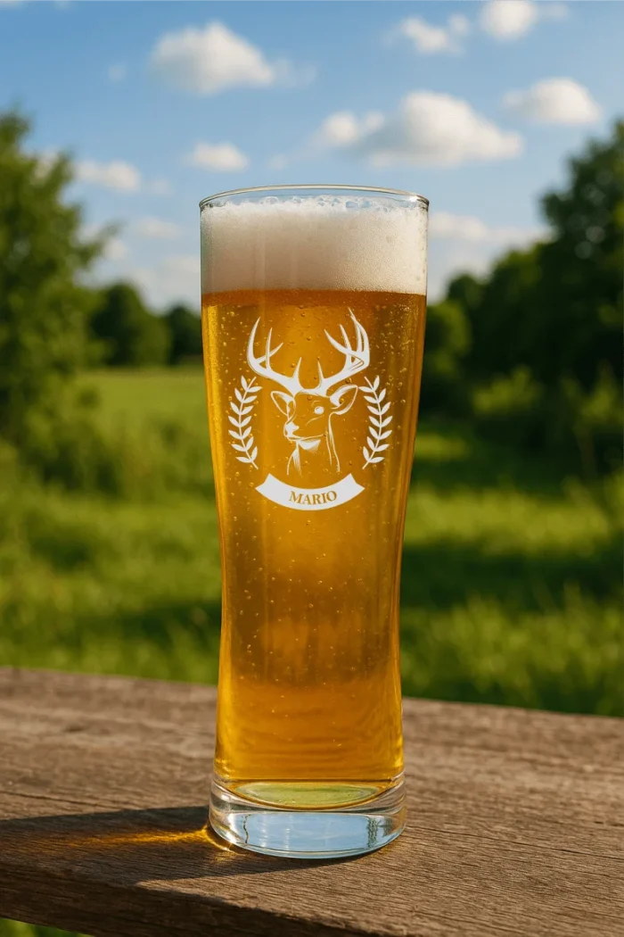 Hirsch mit Name | graviertes Bierglas – Bild 2
