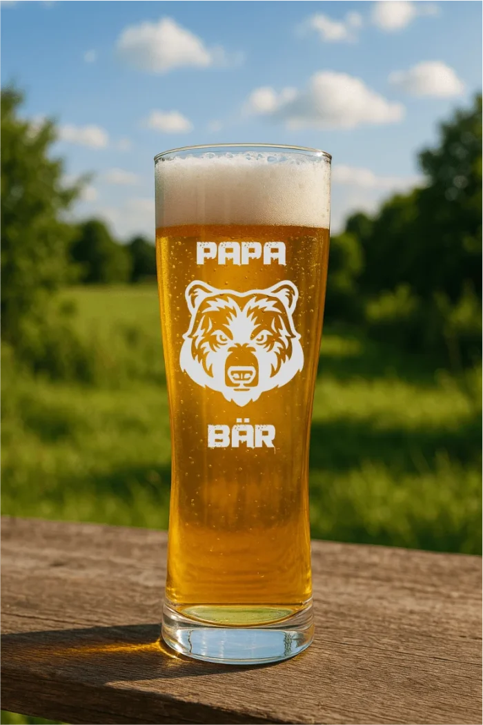 Papa Bär | graviertes Bierglas – Bild 3
