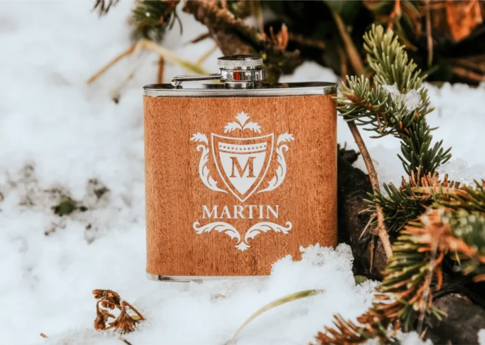 Monogramm Wappen | gravierter Flachmann – Bild 2