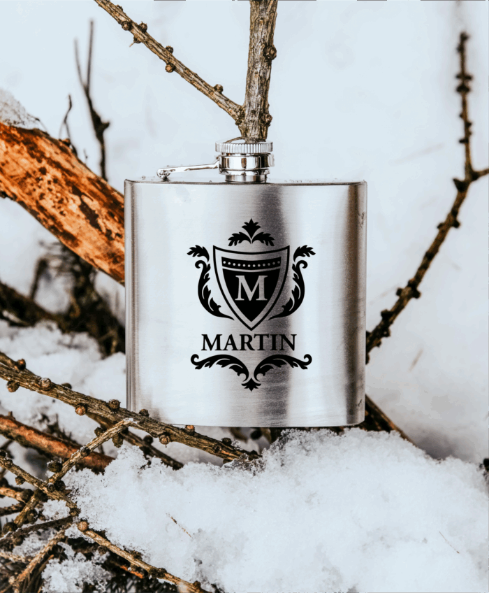 Monogramm Wappen | gravierter Flachmann – Bild 1