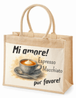 Mi amore Espresso macchiato por favore | Jute Canvas Tasche