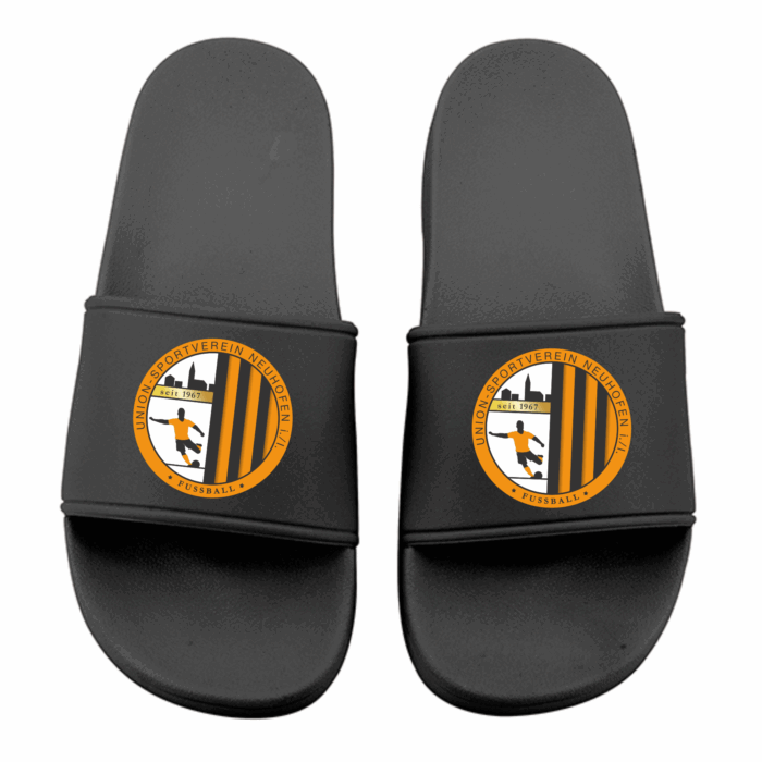 schlapfn schwarz USV Neuhofen Logo | Badeschlappen – Bild 1