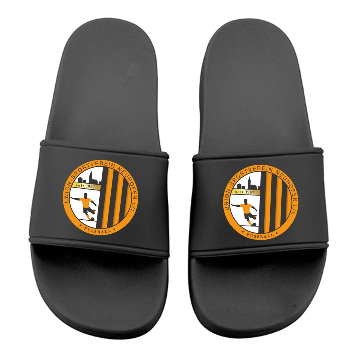 schlapfn schwarz USV Neuhofen Logo | Badeschlappen – Bild 1