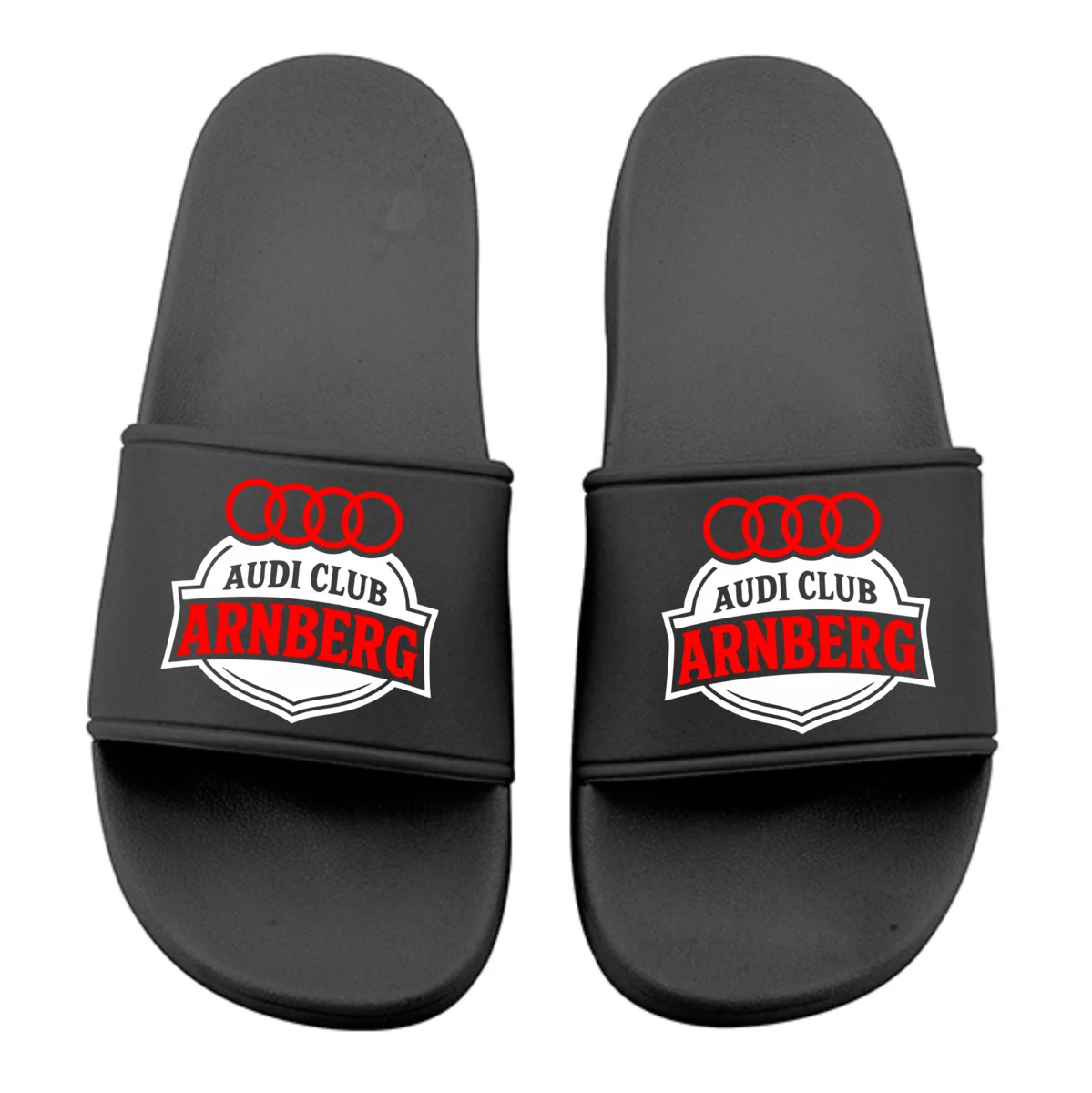 Badelatschen schwarz Audi Club Arnberg Logo | Badeschlappen – Bild 1